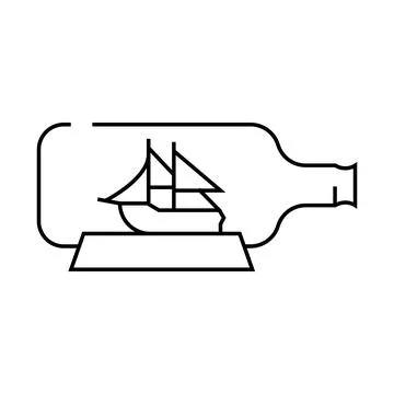 Assembling boats in bottles line icon vector illustration Stock Illustration