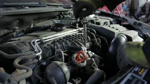 Assembling Car Engine Stock Footage 145871660
