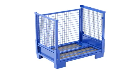 Assembling of collapsible transportation box pallet cage Vídeos de archivo 306869406