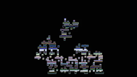 Assembling a colored QR code on a black background Stock Footage 207717837