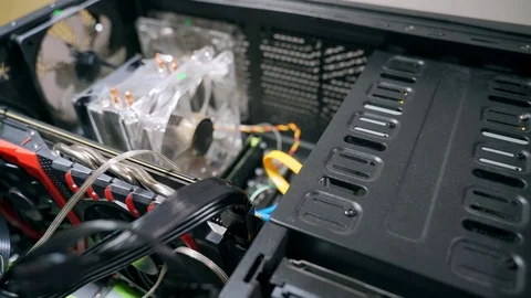 Assembling a computer system unit close-up. Stock Footage 122058271