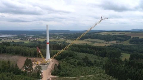 Assembling a crane in wind park. Stock-Footage 73123766