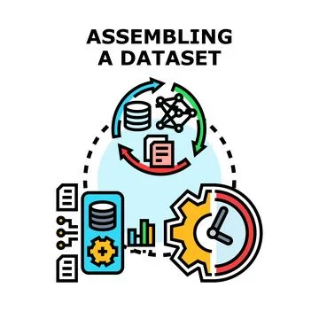 Assembling dataset for machine learning and data analysis Stock Illustration