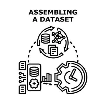 Assembling dataset for machine learning and data analysis Stock Illustration