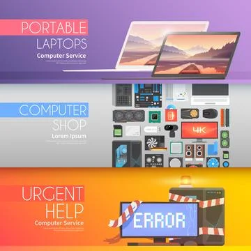 Assembling a desktop computer, buy computer, computer repair, ultrabooks. Illustrazione stock