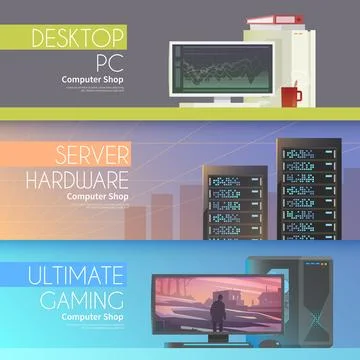 Assembling a desktop computer, buy computer, computer repair, servers. Stock Illustration