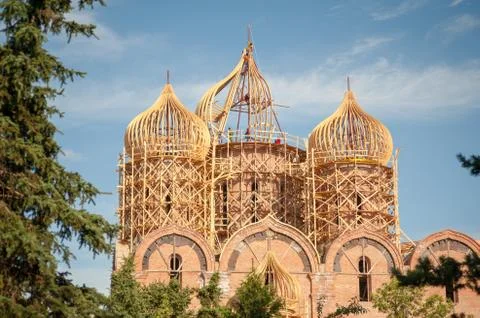 Assembling the Dome Church Stock Photos