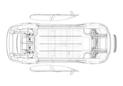 Assembling electric car. Vector Stock Illustration