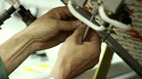 Assembling of the electrical equipment. 库存影片 64455595