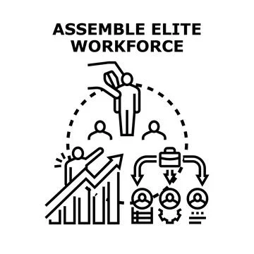 Assembling elite workforce for business development success Stock Illustration