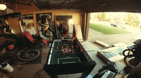 Assembling a foosball table start to finish Stock Footage 44267317