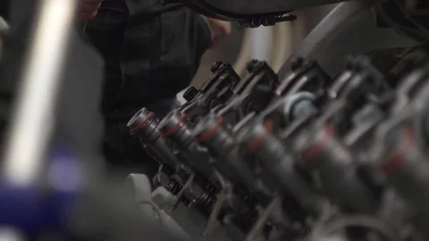 Assembling gas power generator engine Stock Footage 85195555