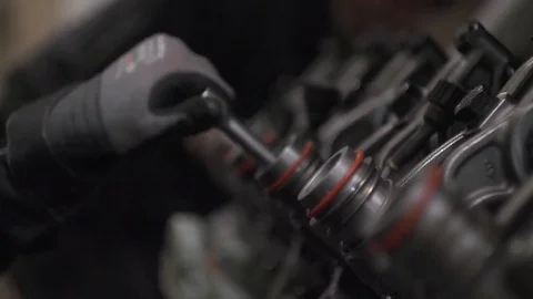Assembling gas power generator engine Stock Footage 85196002