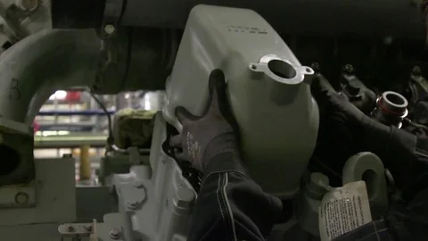 Assembling gas power generator engine Stock Footage 85196491