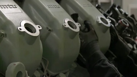 Assembling gas power generator engine Stock Footage 85196929