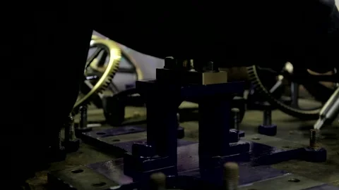 Assembling Gear Mechanism for Four-Dial Clock Stock Footage 345752753