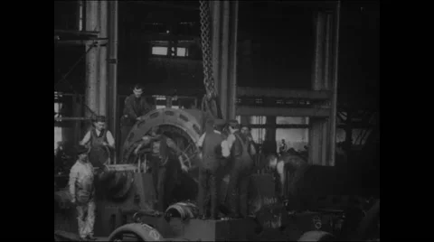 Assembling a generator, Westinghouse works (1904) Stock Footage 31216923