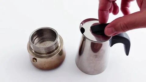 Assembling a Geyser Coffee Maker Step by Step Video stock 308705427