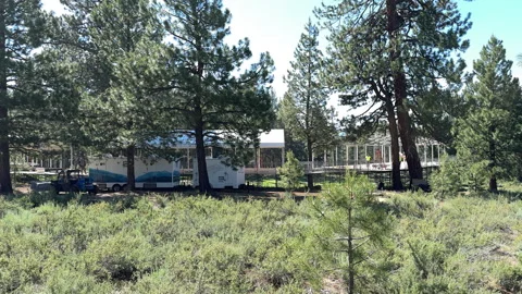 Assembling Golf Tournament Platforms and Tents Stock Footage 245838073