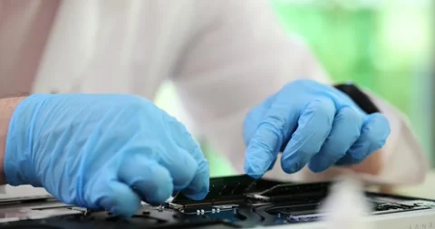 Assembling high-performance personal computer and inserting processor chip Stock Footage 256427454