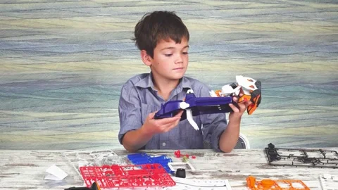 Assembling an innovative constructor of mechanical manipulator arm. Stock Footage 160366065