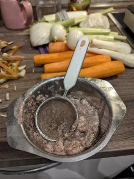 Assembling Meat Mixture Using Natural Tools And Ingredients. Preparing Meat.. Stock Photos