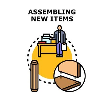 Assembling new items concept vector illustration Ilustración de archivo