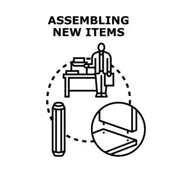 Assembling new items concept vector illustration Ilustración de archivo
