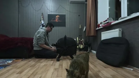 Assembling an office chair at home, handmade, tools, Russia, Tyumen, 10/28/24 Stock Footage 290389718