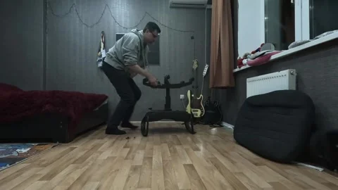 Assembling an office chair at home, work, tools, Russia, Tyumen, 10/28/24 Stock Footage 290389722