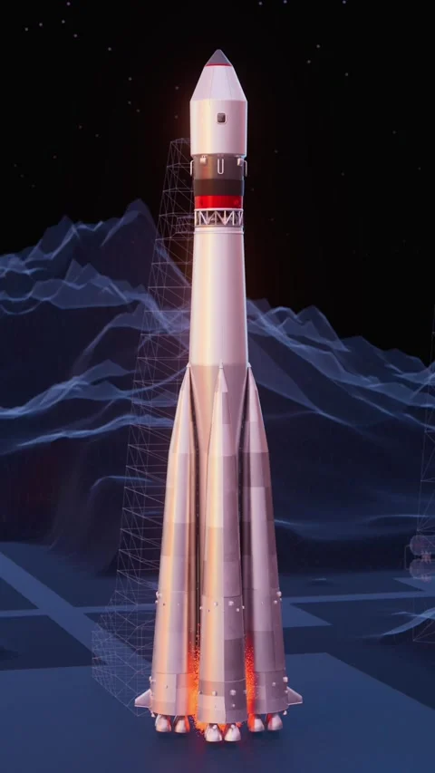 Assembling From Parts And Rocket Launch On Black Background Video stock 246850675