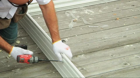 Assembling parts of frame for windows Stock Footage 133617715