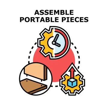 Assembling portable pieces concept with efficiency and solution 스톡 일러스트