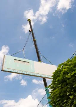 Assembling a prefabricated house Stock Photos