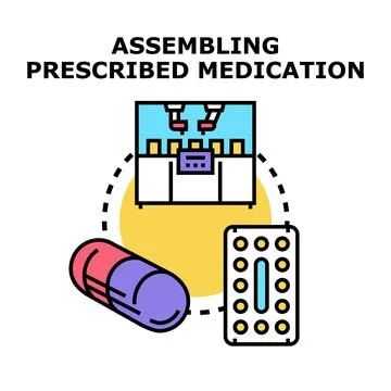 Assembling prescribed medication in pharmaceutical industry automation proces Stock Illustration