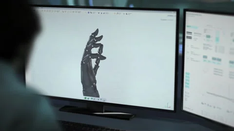 Assembling the realistic virtual robot hand in the 3D modelling software 動画素材 240259732