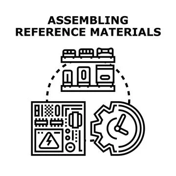 Assembling reference materials process vector illustration Stock Illustration