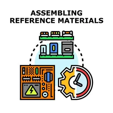 Assembling reference materials process vector illustration Stock Illustration