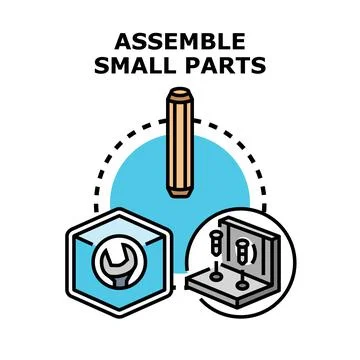 Assembling small parts creating a concept vector icon Stock Illustration