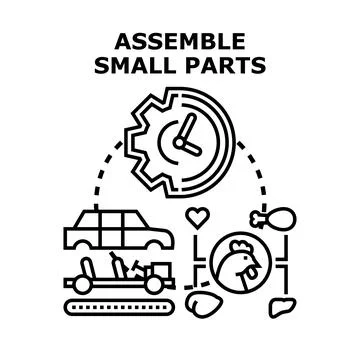 Assembling small parts for efficient production process 스톡 일러스트