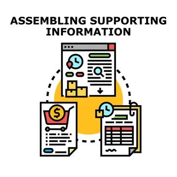 Assembling supporting information and data analysis Stock Illustration