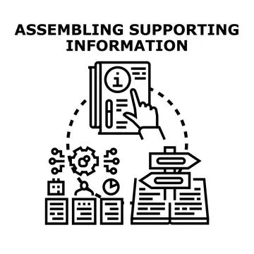 Assembling supporting information vector concept illustration Stock Illustration