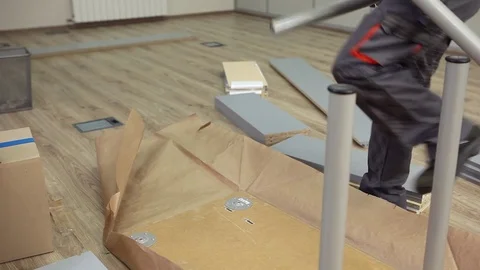 Assembling Table for Sales Manager Stock Footage 70864769