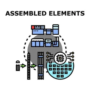 Assembling various elements creating complex systems concept Stock Illustration