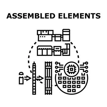 Assembling various elements creating complex systems concept Stockillustratie
