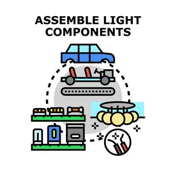 Assembling vehicle components process manufacturing icon Stock Illustration