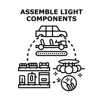Assembling vehicle components process manufacturing icon Stock Illustration