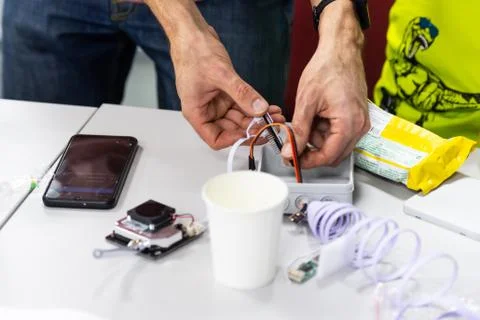 Assembling the weather sensor Stock Photos
