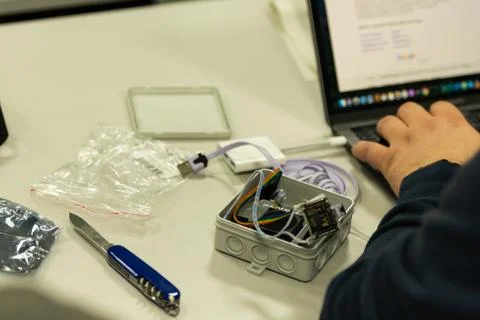 Assembling the weather sensor Stock Photos