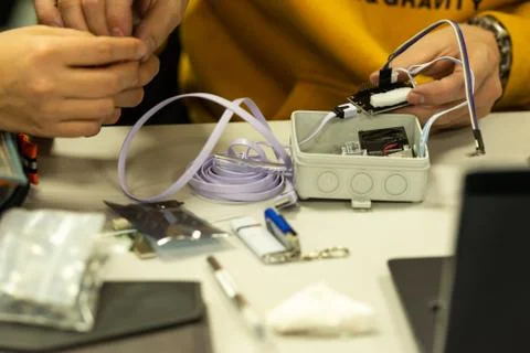 Assembling the weather sensor Stock Photos